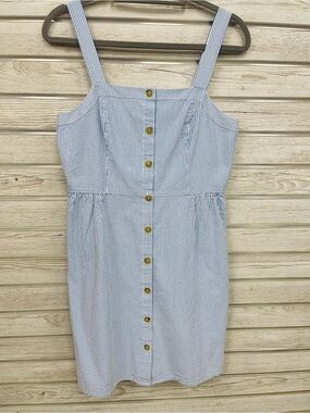 J. Crew Factory Blue and White Seersucker Dress
